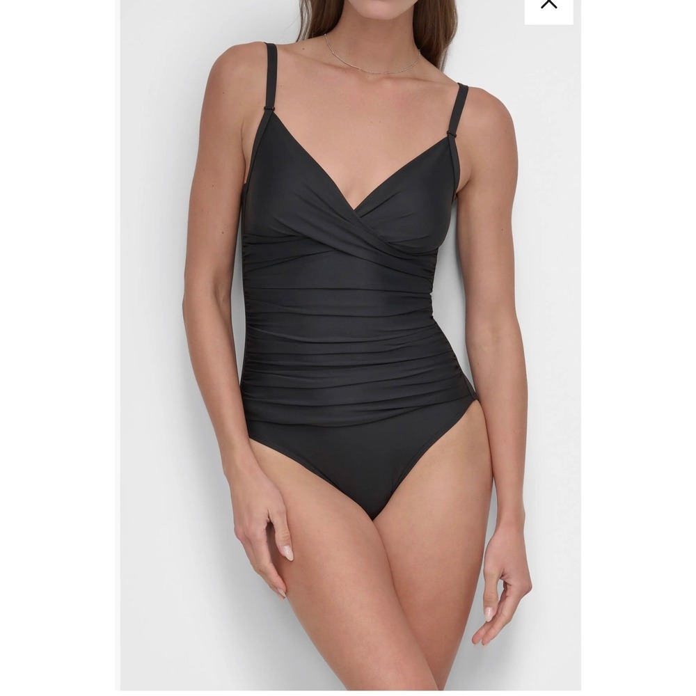 Calvin Klein One Piece Swimsuit XL Black NEW Twist Front Crossover V-Neck